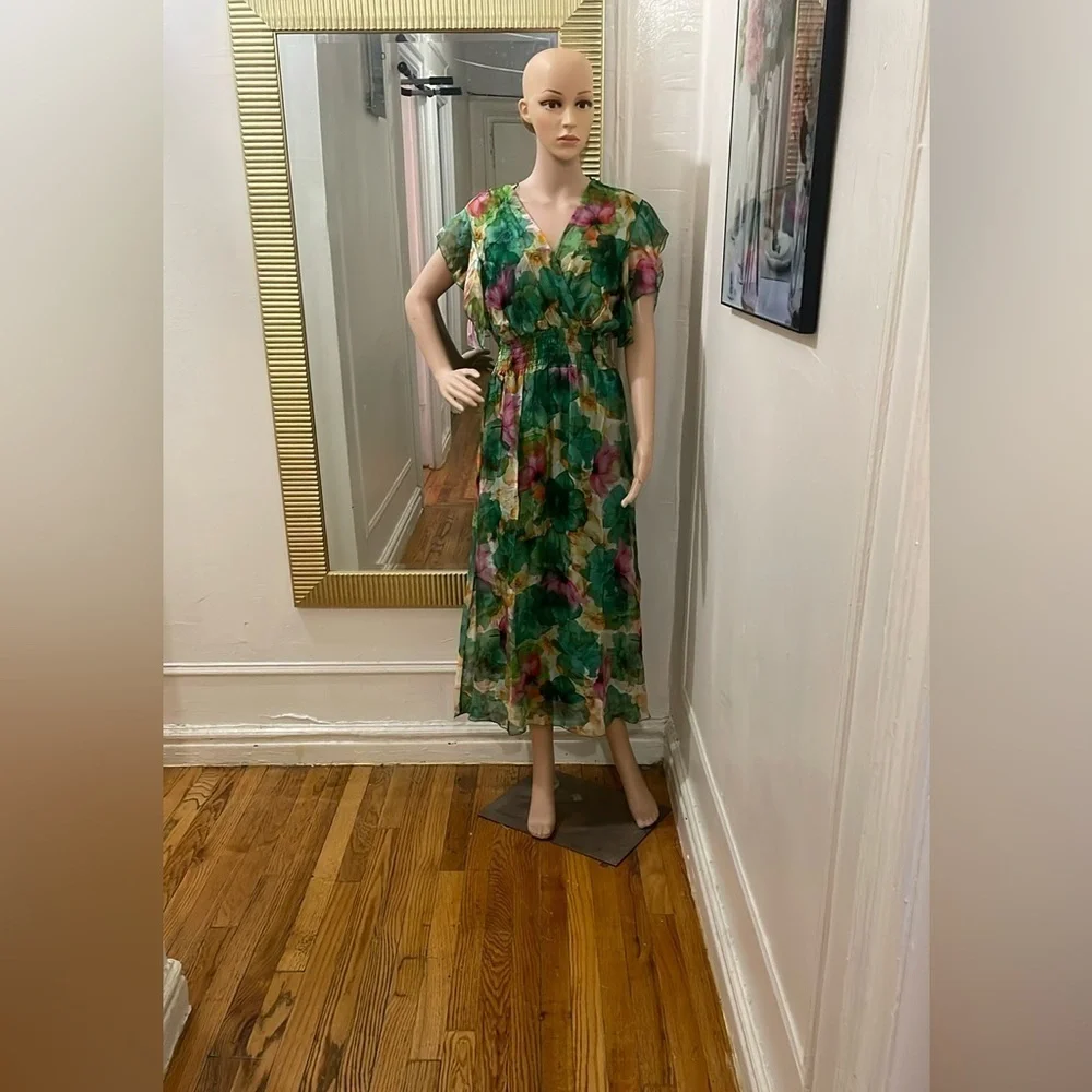 Le Ragazze Green Floral Dress made in Italy
